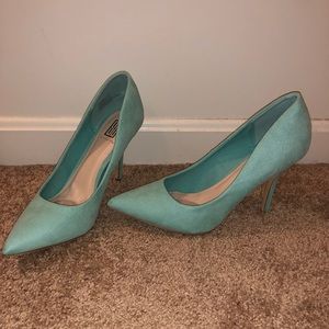 Teal blue suede like Stilleto pumps